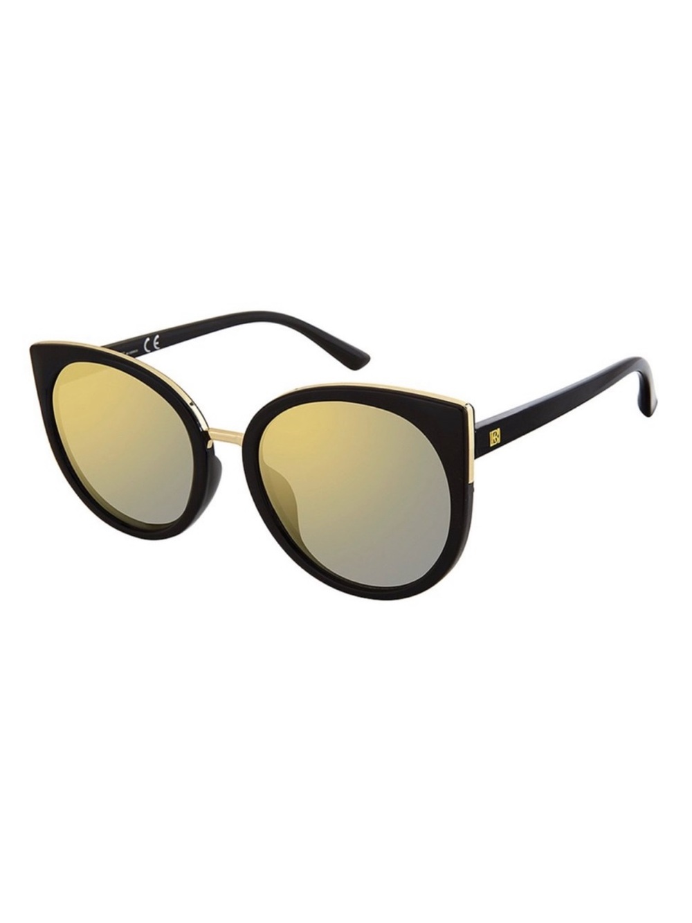 Black & Gold Metallic-Trim Oversize Cat-Eye UV Sunglasses Laundry by Design